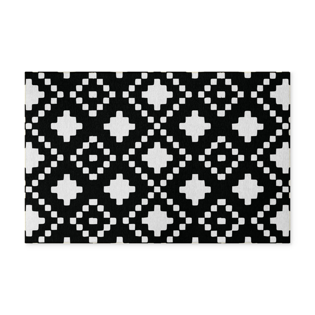 Black White Geometric Washable Rug