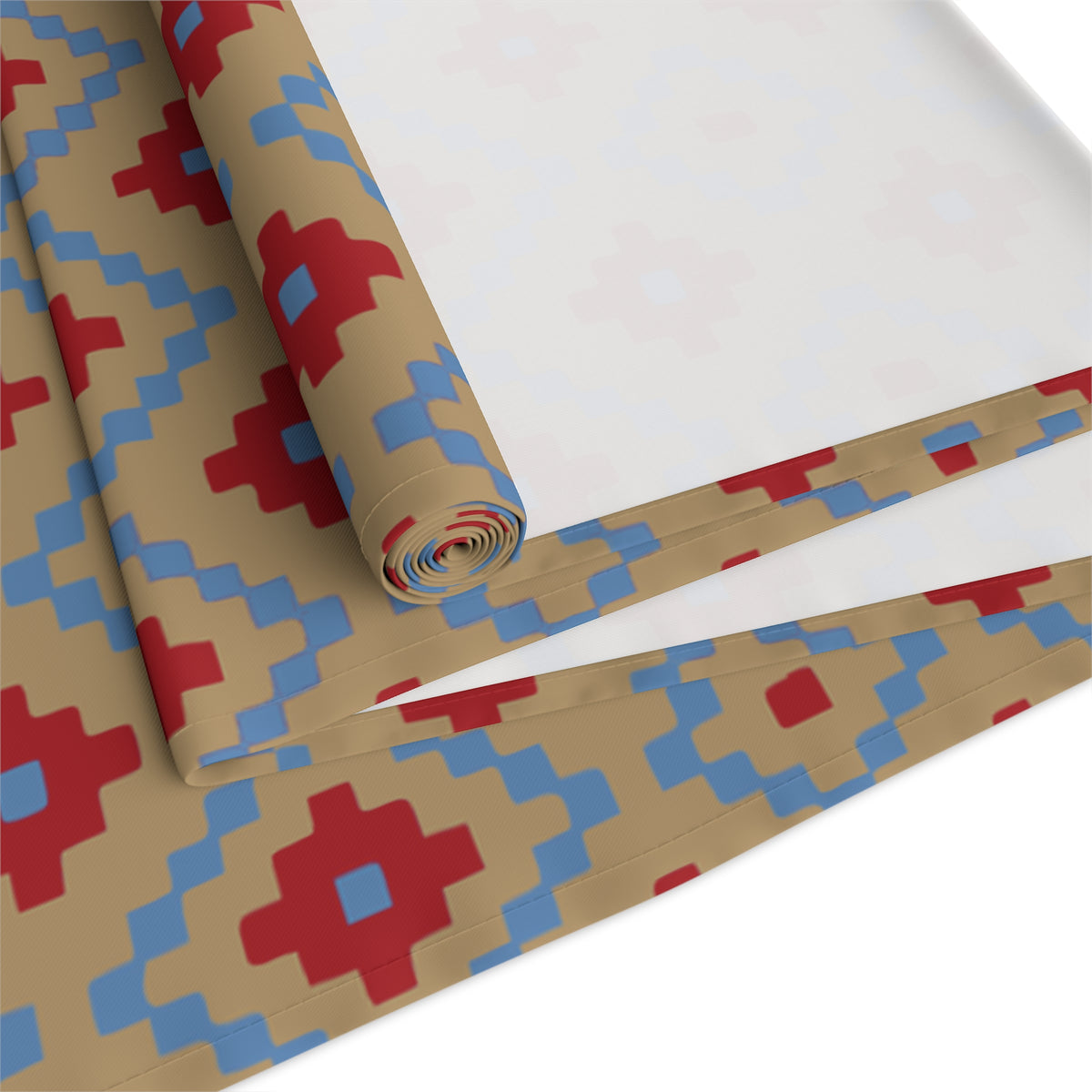 Tan, Red + Blue Southwest Table Runner