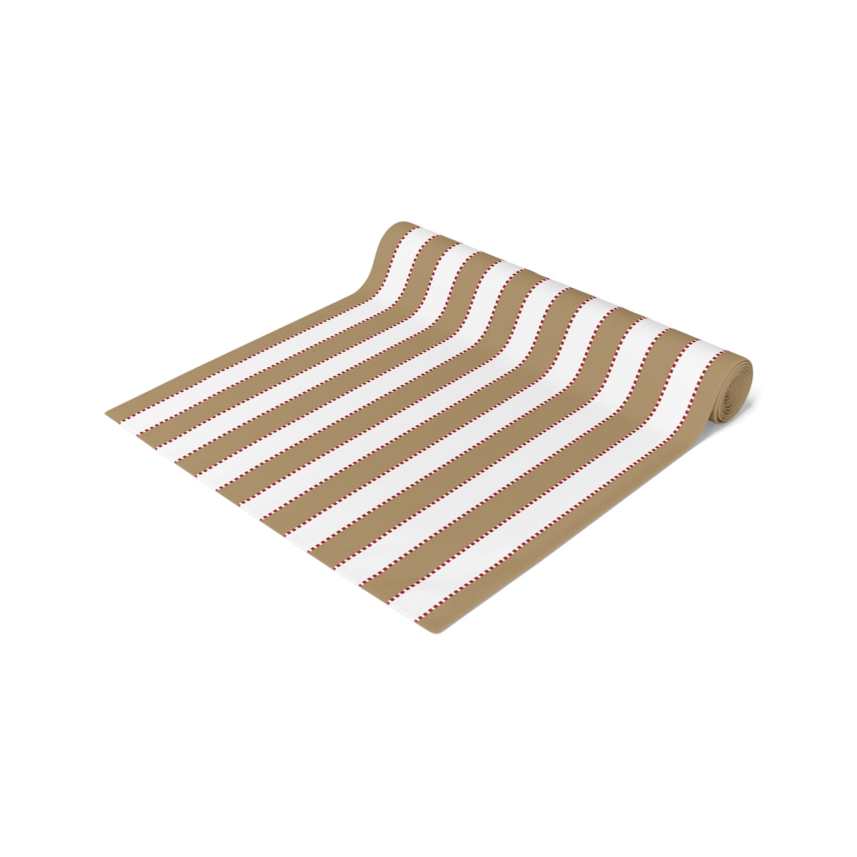 Tan, White + Red Stripe Table Runner