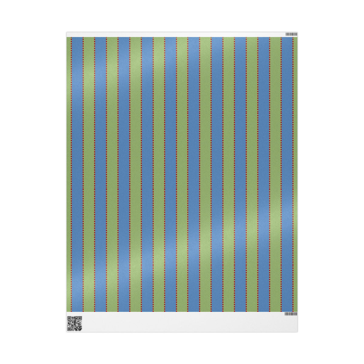Christmas Stripe Wrapping Paper — BLUE + GREEN + RED Stitched Pattern