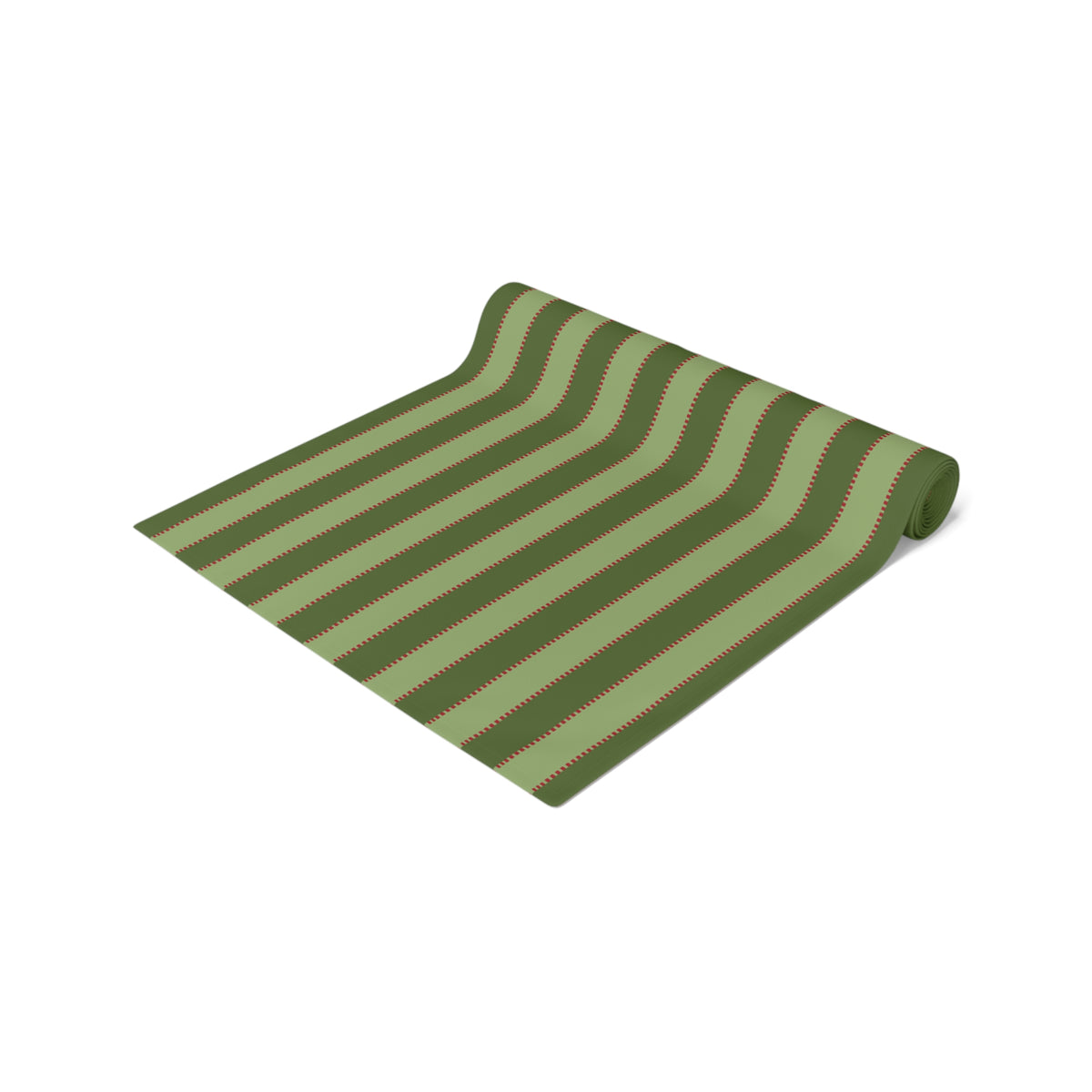 Olive Green, Sage Green+ Red Stripe Table Runner