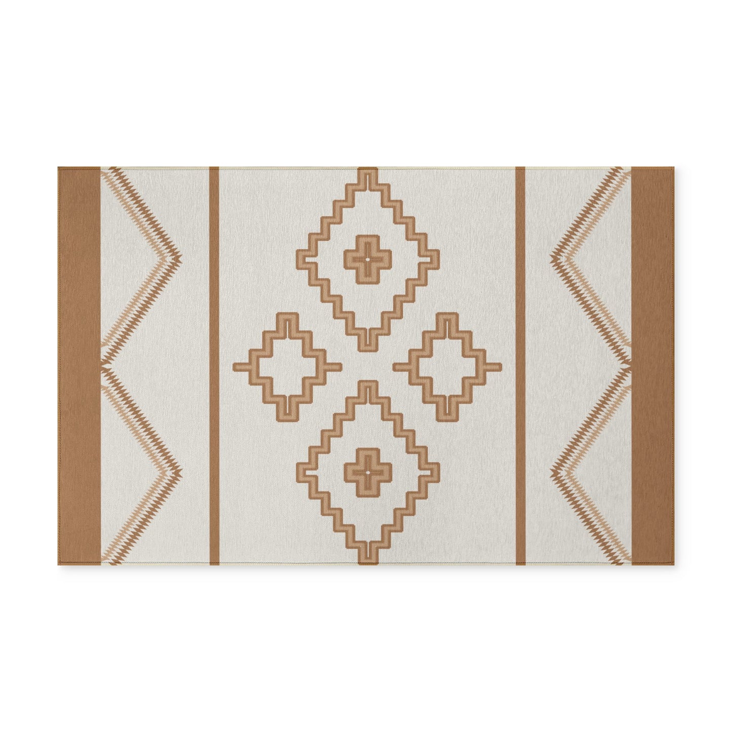 Boho Geometric Washable Rug — Neutral Tribal Runner for Entryway & Living Room