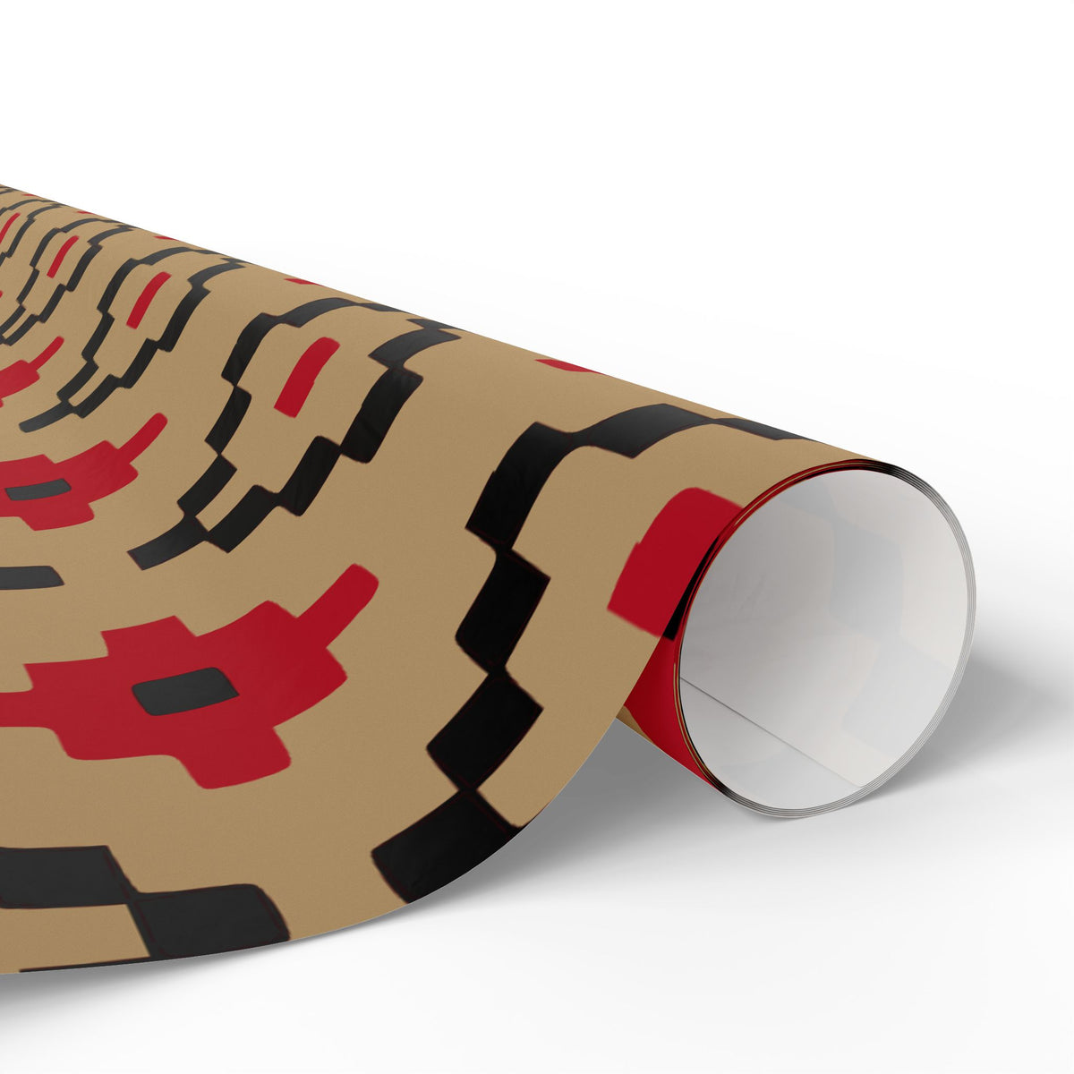 Christmas Stripe Wrapping Paper — TAN + RED + BLACK Stitched Pattern
