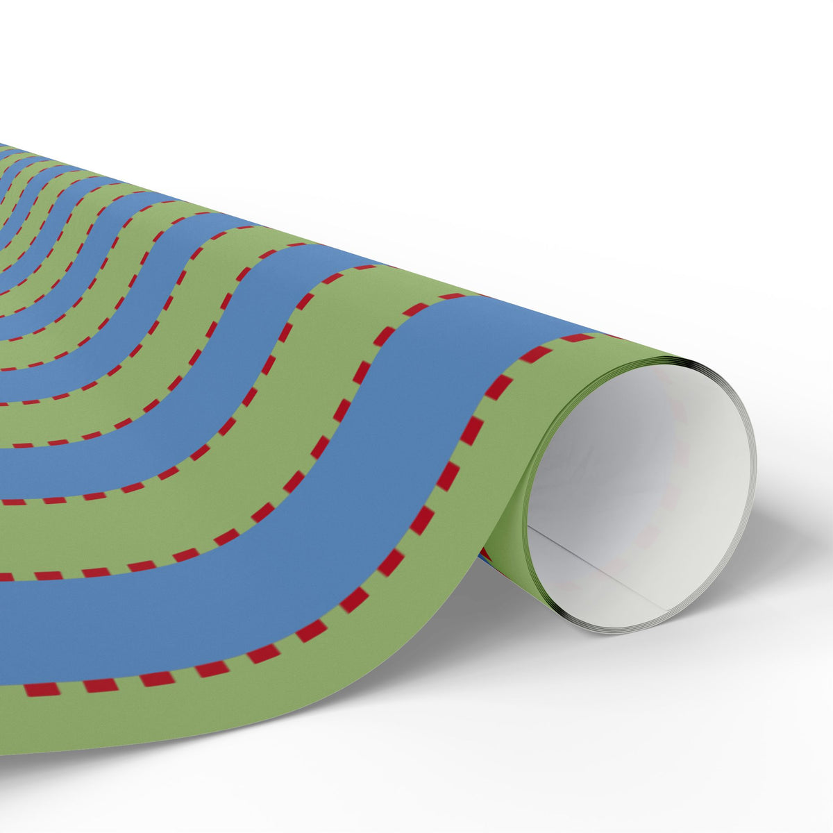 Christmas Stripe Wrapping Paper — BLUE + GREEN + RED Stitched Pattern