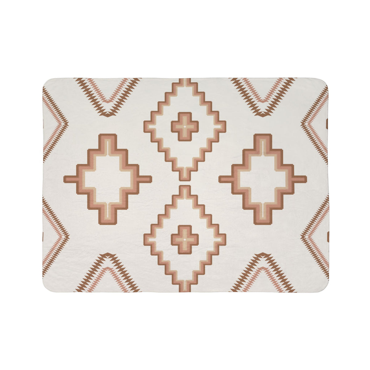 Southwestern Aztec Sherpa Blanket – Neutral Boho Fleece Throw