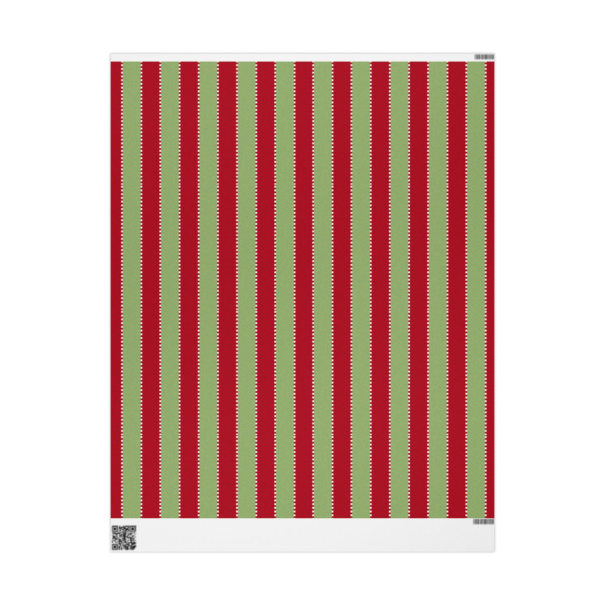 Christmas Stripe Wrapping Paper — Red & Green Stitched Pattern