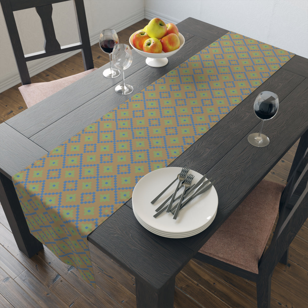 Tan, Blue & Green Southwest Table Runner