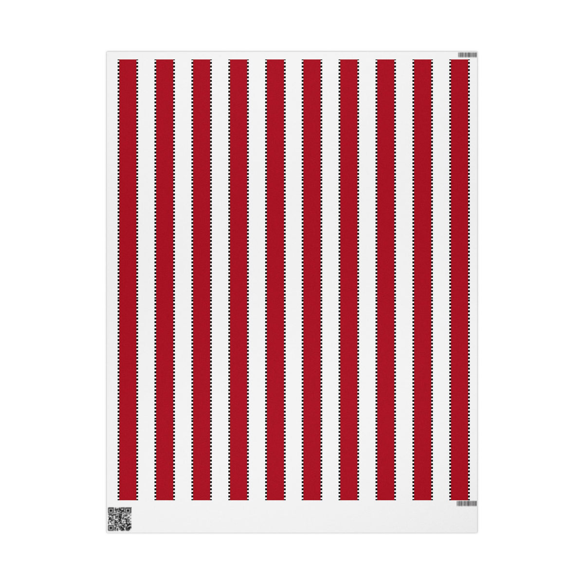 Christmas Stripe Wrapping Paper — WHITE + RED + BLACK Stitched Pattern