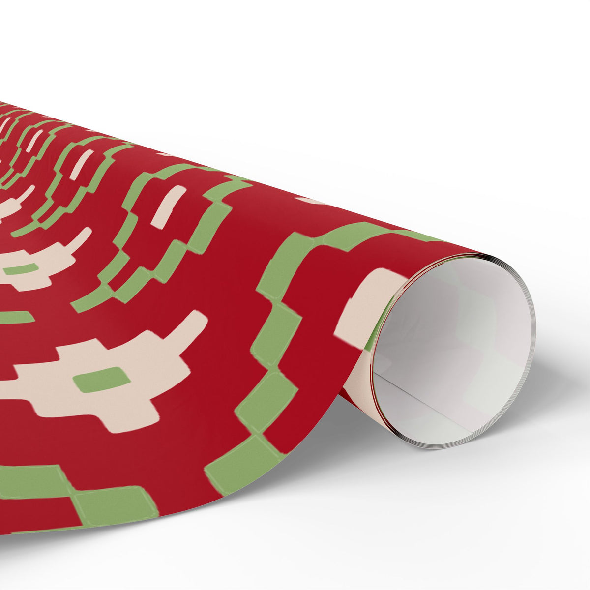 Christmas Stripe Wrapping Paper — RED + GREEN + LIGHT PINK Stitched Pattern