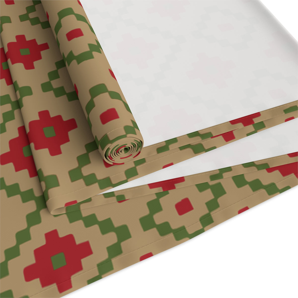 Tan, Red + Green Southwest Table Runner