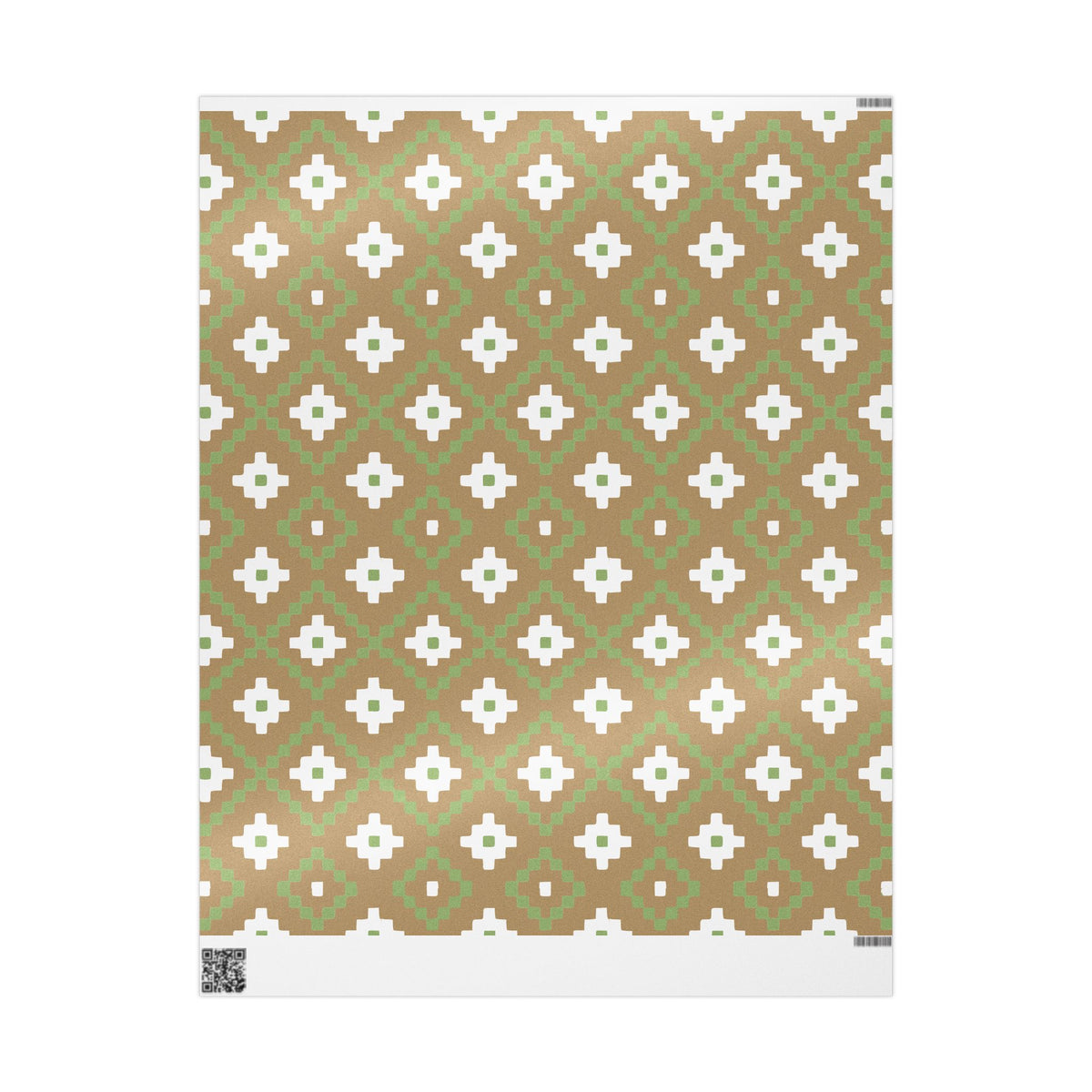 Christmas Stripe Wrapping Paper — TAN + GREEN + WHITE Stitched Pattern