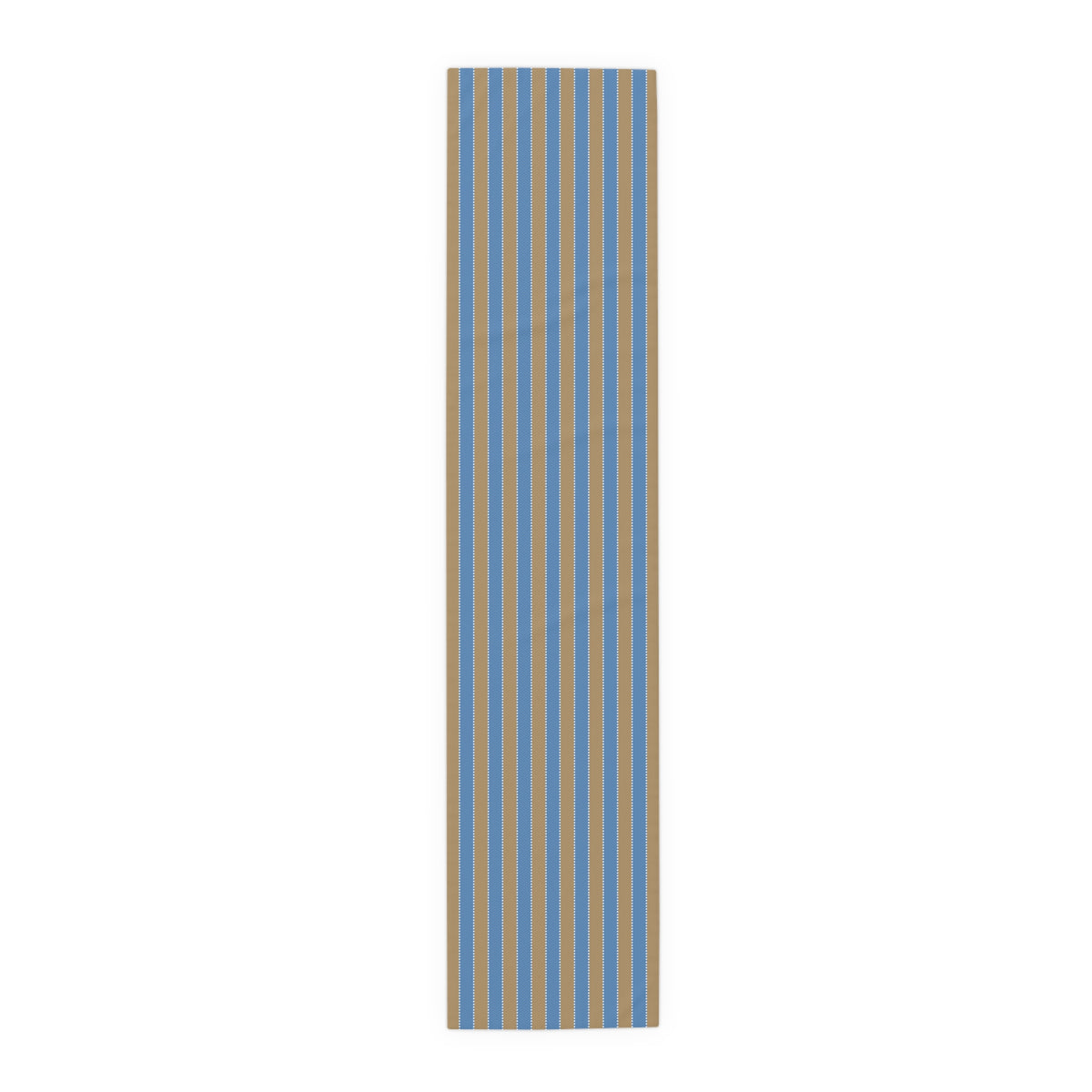 Blue & Sand Striped Table Runner – Coastal Farmhouse Cotton-Poly Blend