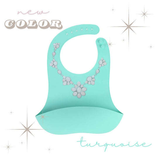 PINK CLUSTER WITH TURQUOISE BIB - PRECIOUS TURQUOISE BIBS