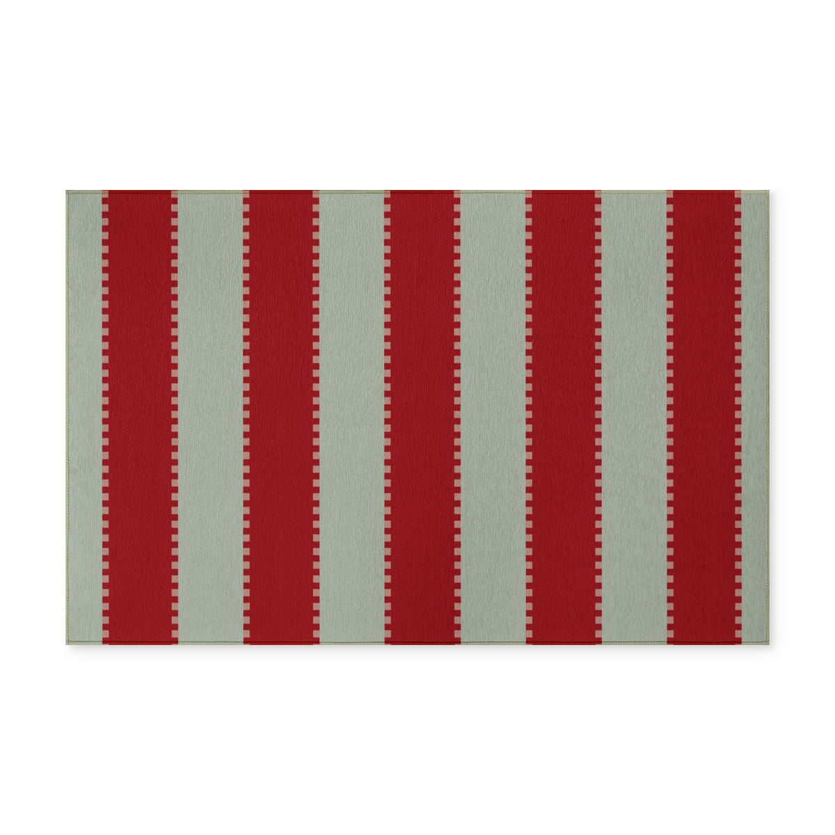 CHRISTMAS Washable Rug — Red & Sage INDOOR/ OUTDOOR