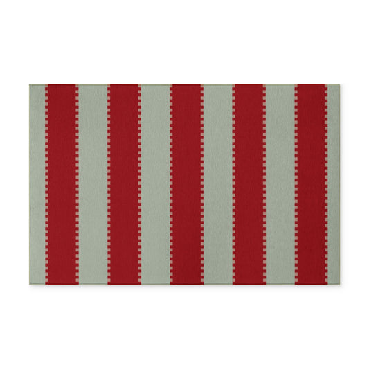 CHRISTMAS Washable Rug — Red & Sage INDOOR/ OUTDOOR