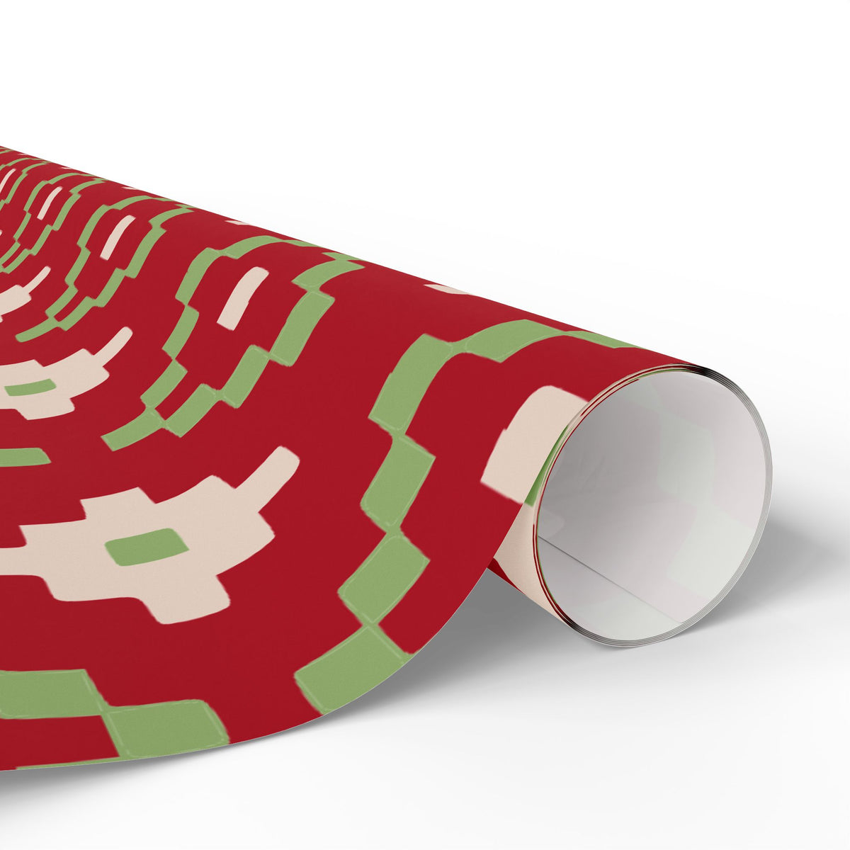 Christmas Stripe Wrapping Paper — RED + GREEN + LIGHT PINK Stitched Pattern