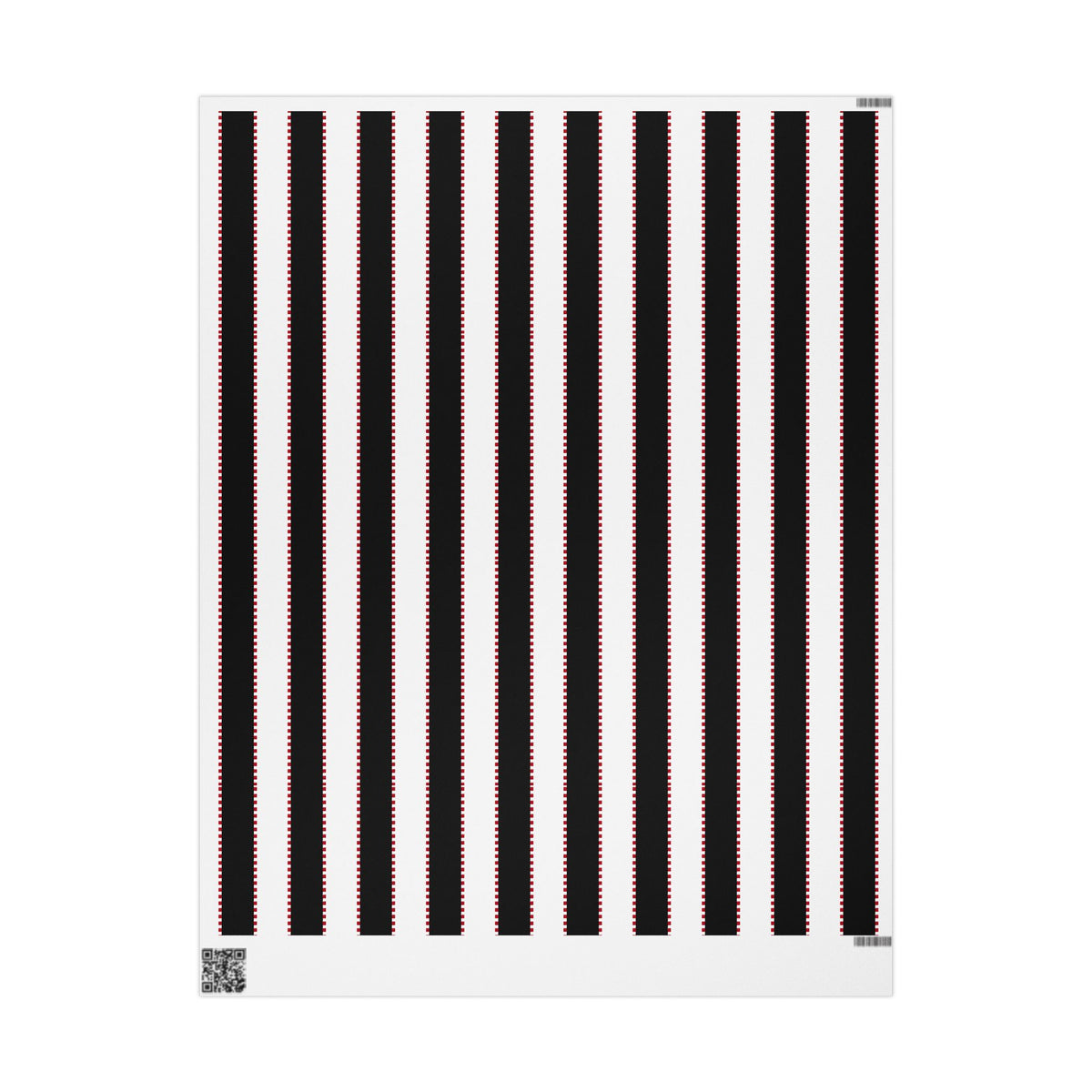 Christmas Stripe Wrapping Paper — WHITE + BLACK + RED Stitched Pattern