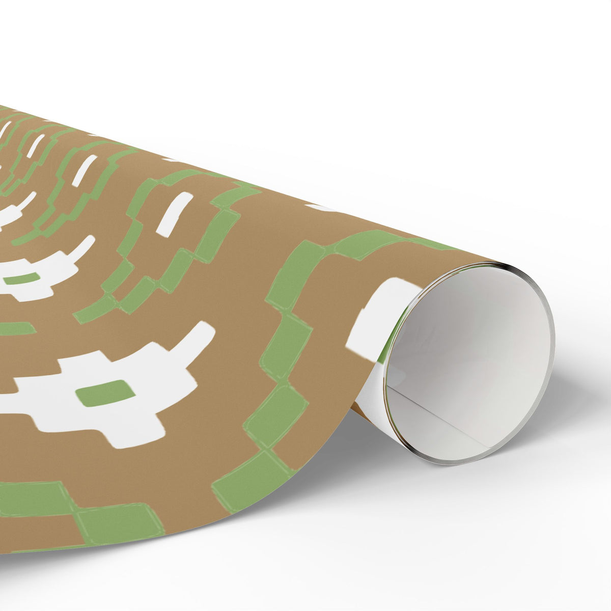 Christmas Stripe Wrapping Paper — TAN + GREEN + WHITE Stitched Pattern