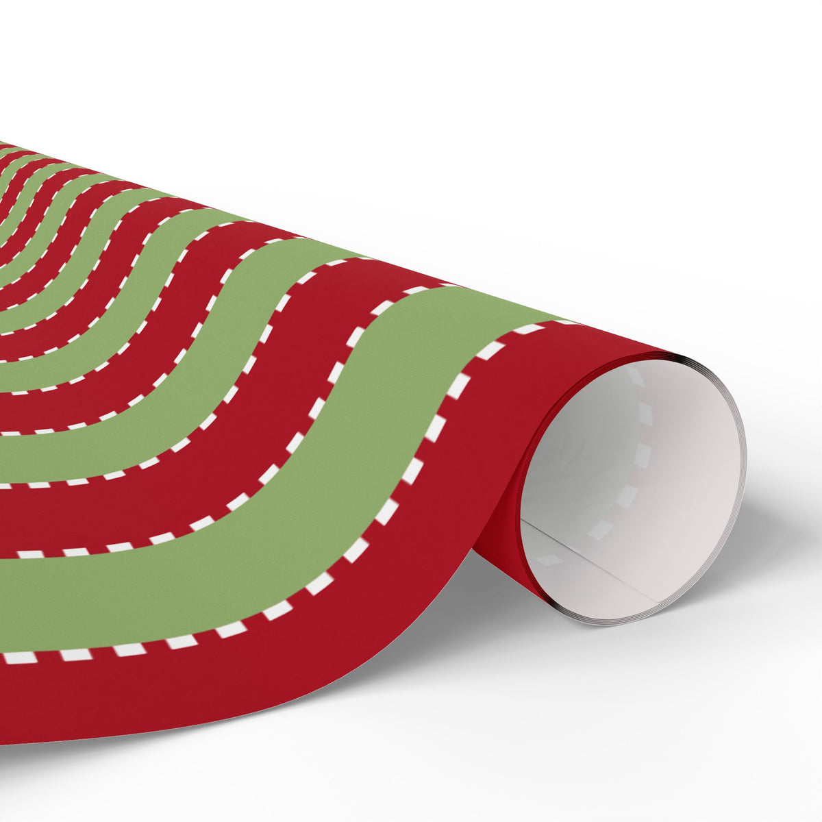 Christmas Stripe Wrapping Paper — Red & Green Stitched Pattern