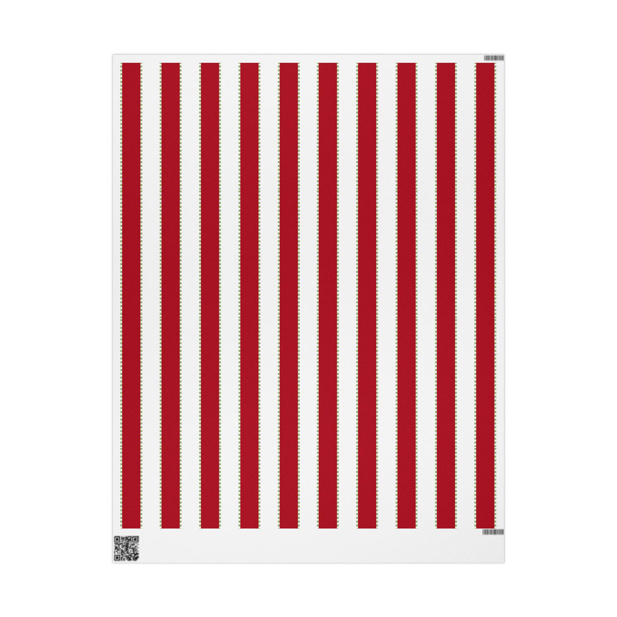 Christmas Stripe Wrapping Paper — WHITE + RED + GREEN Stitched Pattern