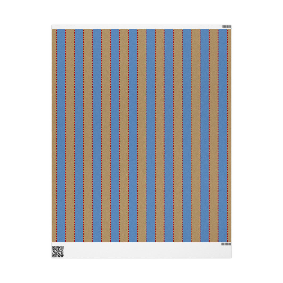 Christmas Stripe Wrapping Paper — BLUE + BROWN + RED Stitched Pattern