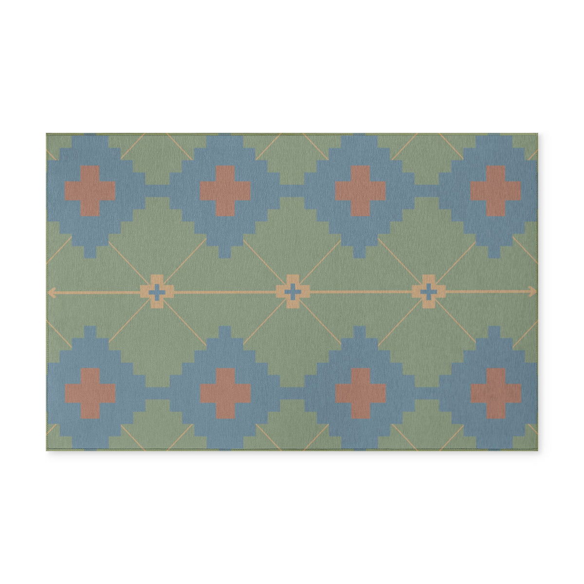 Geometric Washable Rug — Southwestern Aztec Pattern Accent Rug