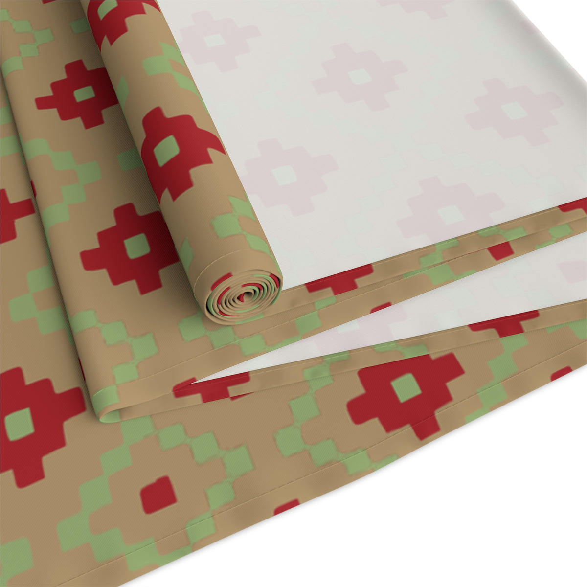 Tan, Red + Green Southwest Table Runner