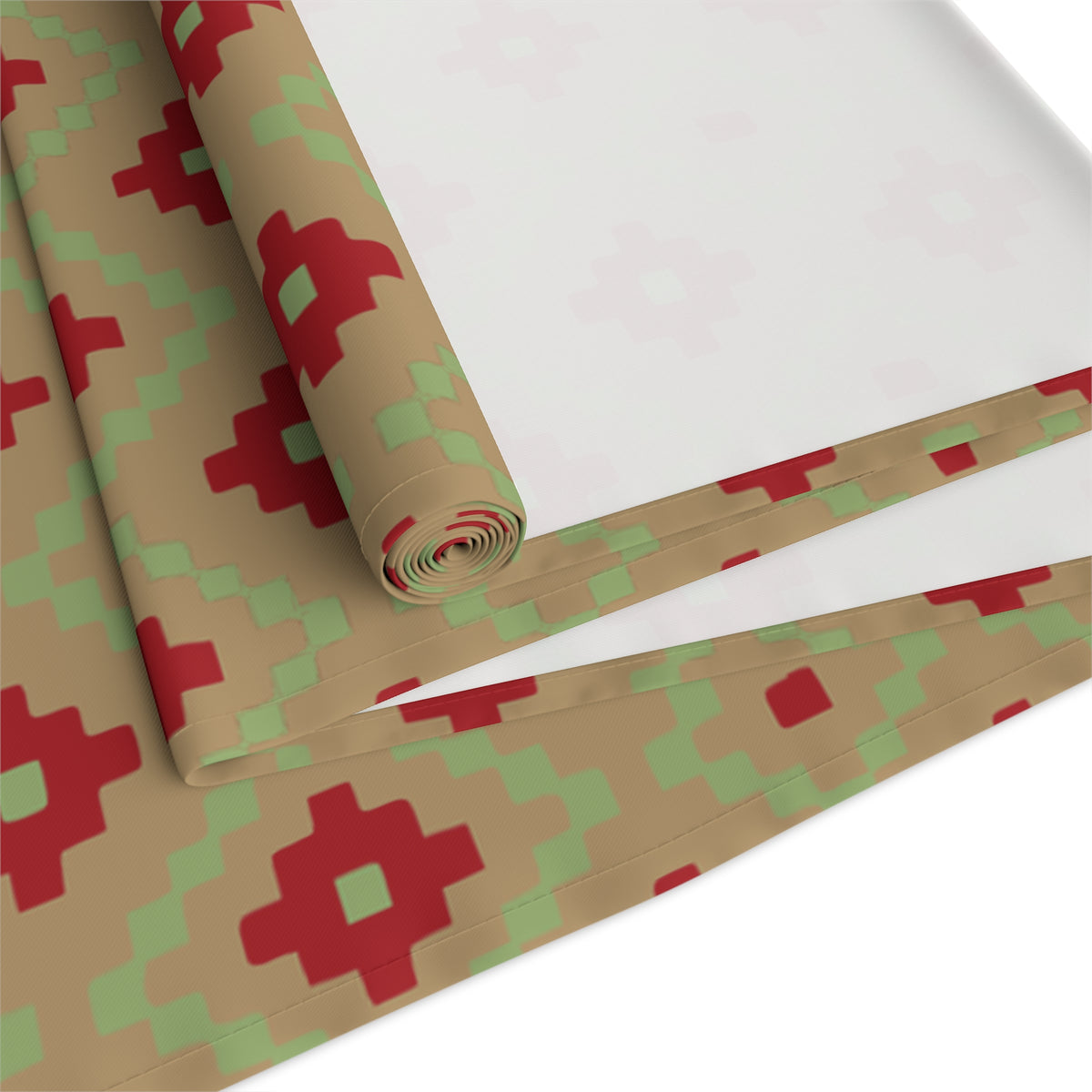 Tan, Red + Green Southwest Table Runner