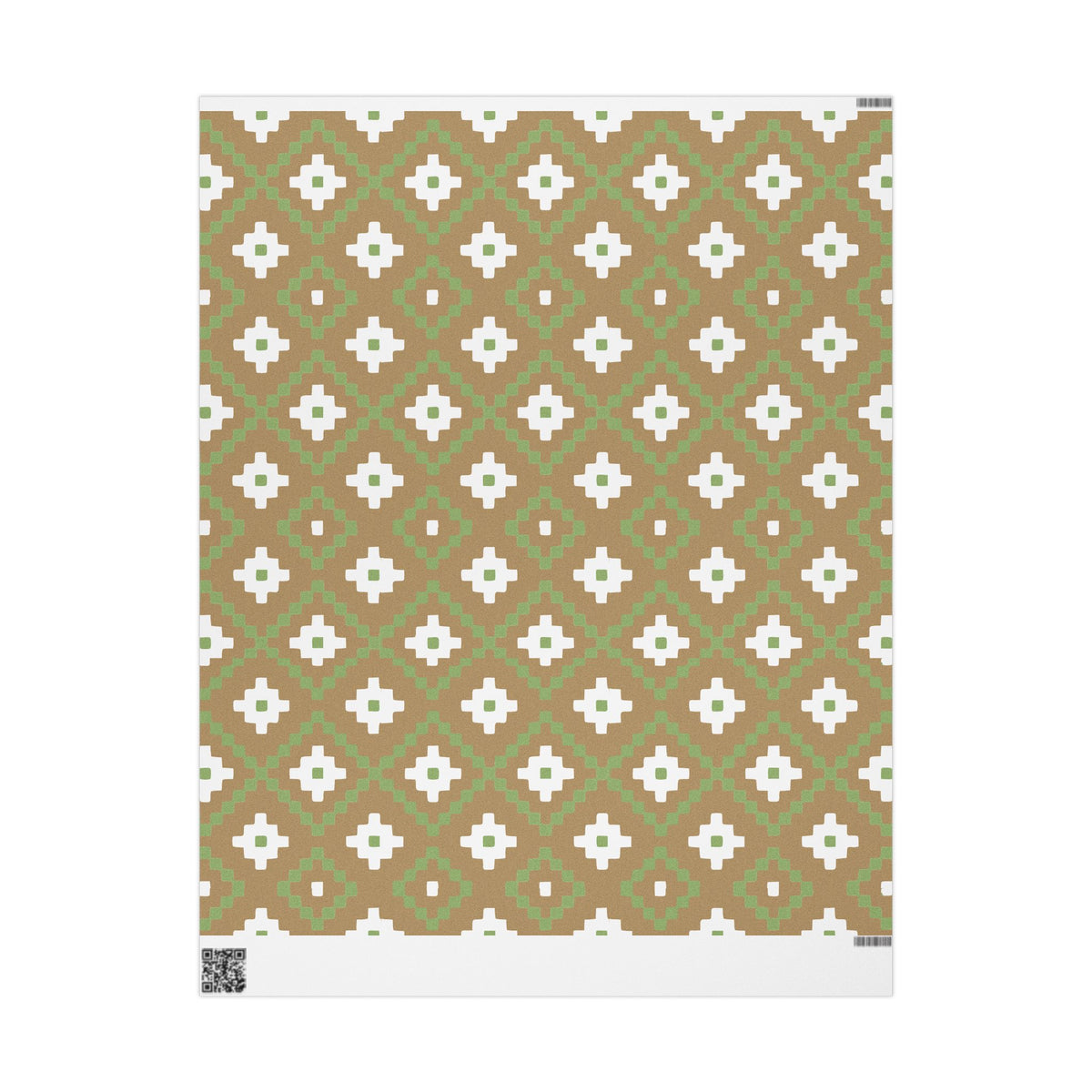 Christmas Stripe Wrapping Paper — TAN + GREEN + WHITE Stitched Pattern