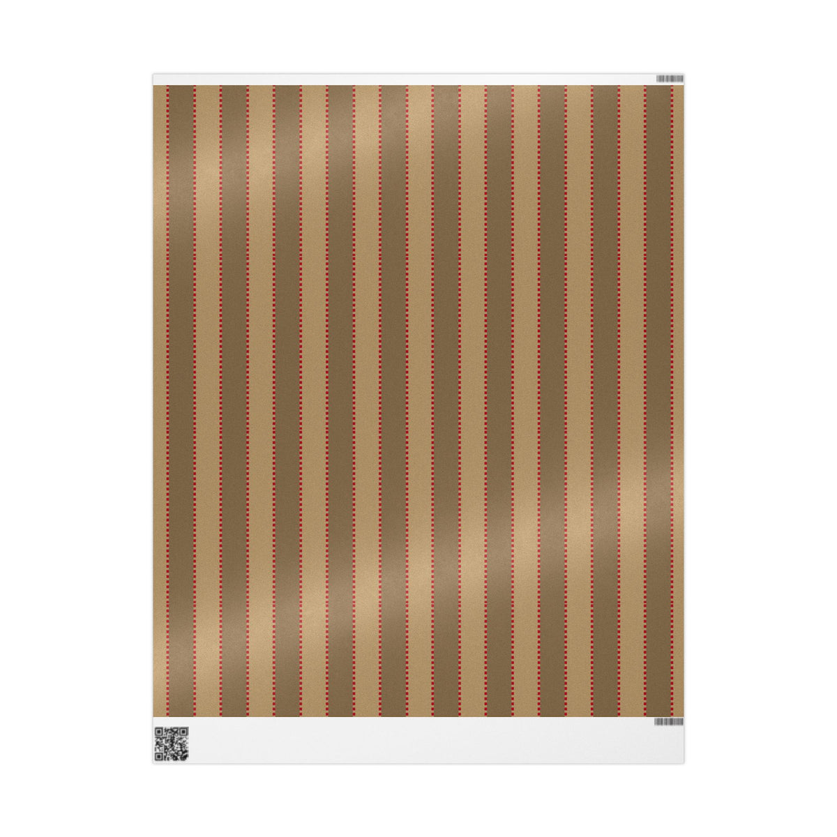 Christmas Stripe Wrapping Paper — TAN + BROWN + RED Stitched Pattern