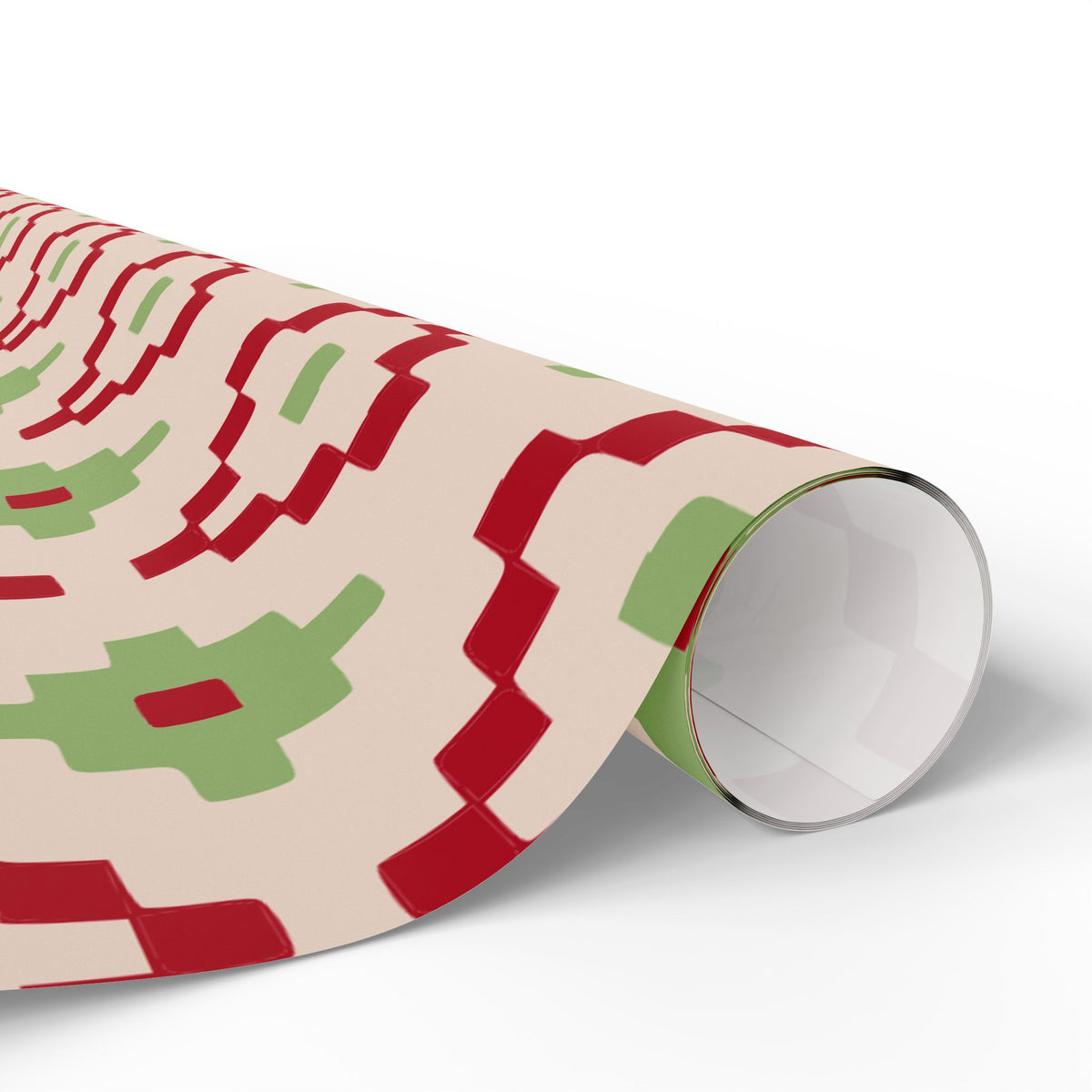 Christmas Stripe Wrapping Paper — LIGHT PINK + RED + GREEN Stitched Pattern