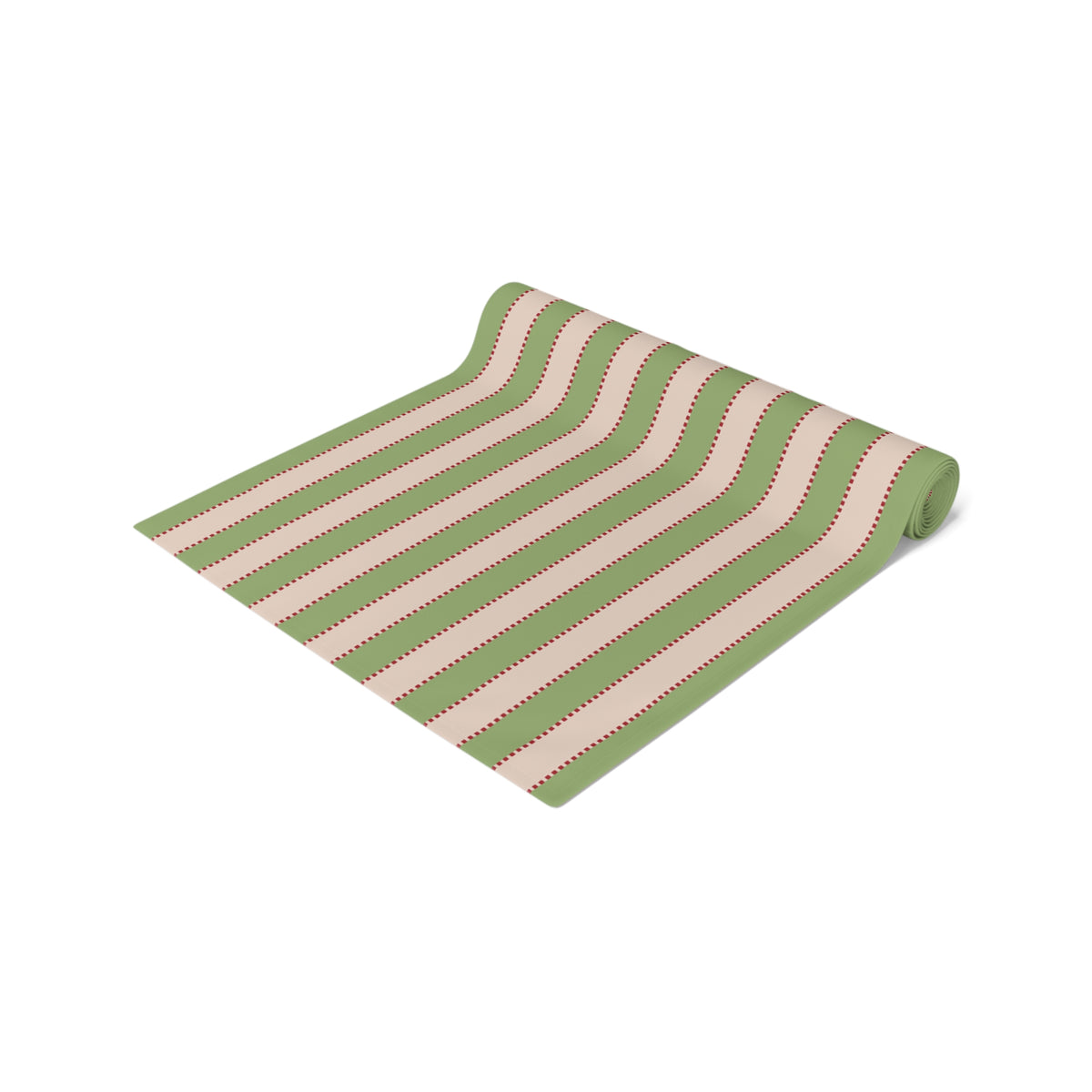 Red, Green + Blush Stripe Table Runner