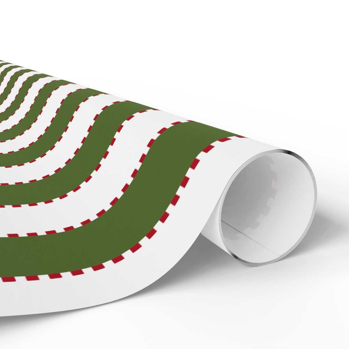 Christmas Stripe Wrapping Paper — WHITE + GREEN + RED Stitched Pattern