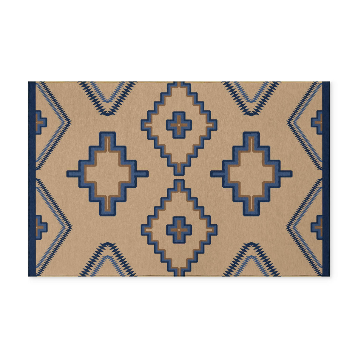 Washable Rug – Southwestern Diamond Indoor/Outdoor Accent Rug, Machine-Washable Geometric Floor Mat