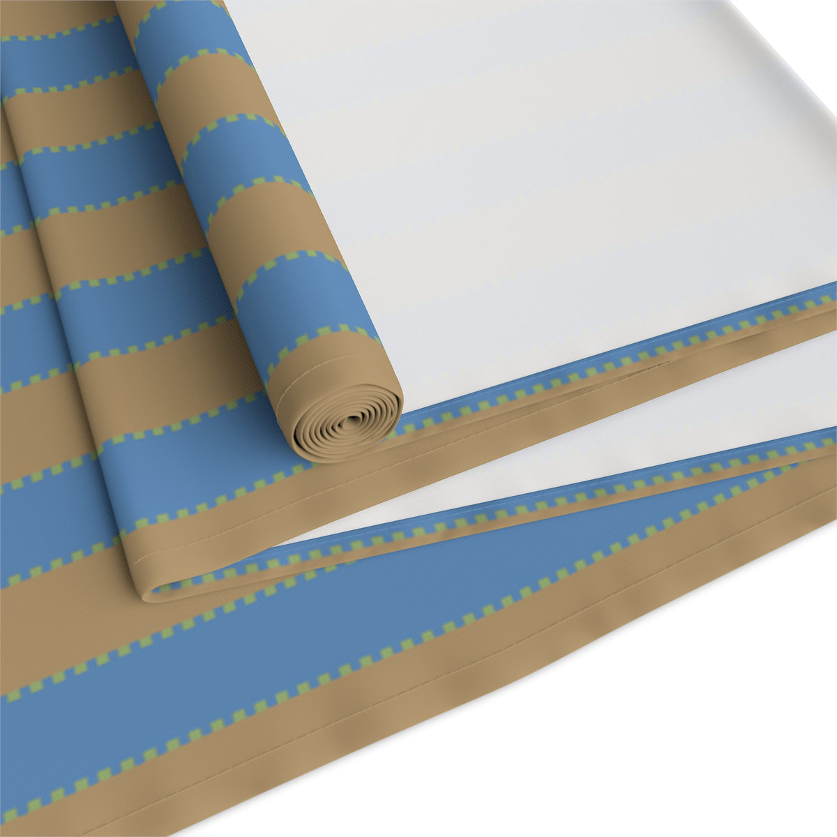 Blue, Green & Tan Stripe Table Runner –