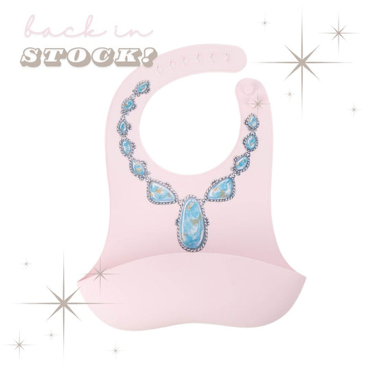 BLUE LARIAT WITH PINK BIB - PRECIOUS TURQUOISE BIBS