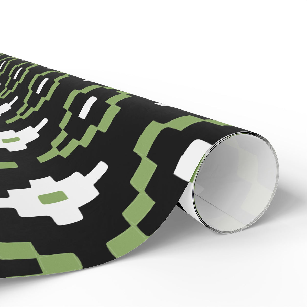 Christmas Stripe Wrapping Paper — BLACK + GREEN + WHITE Stitched Pattern
