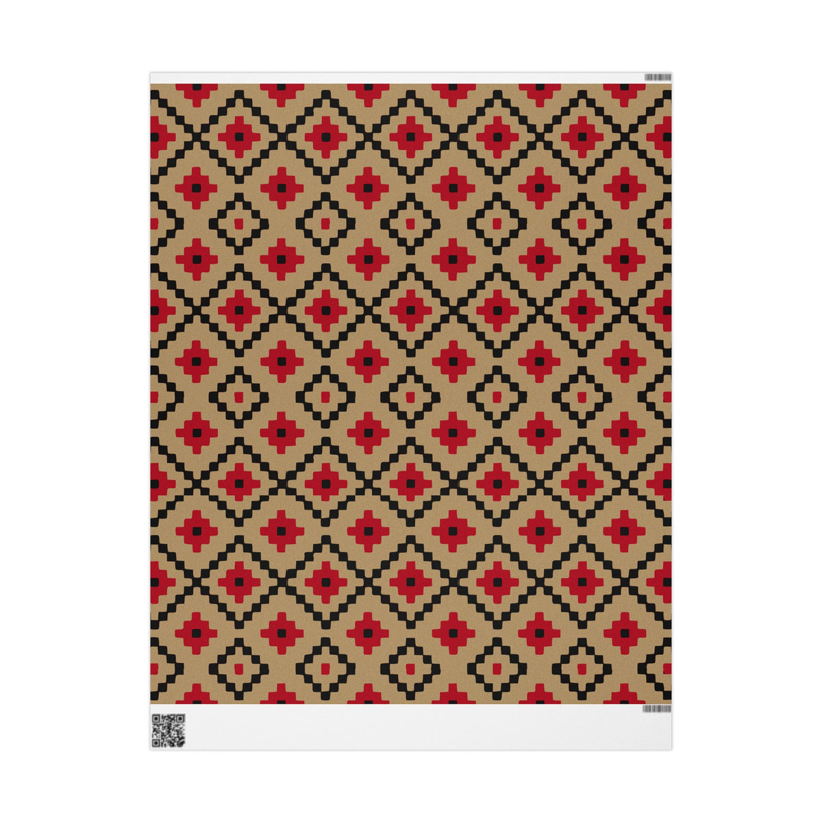 Christmas Stripe Wrapping Paper — TAN + RED + BLACK Stitched Pattern