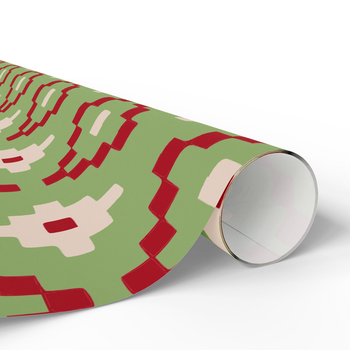 Christmas Stripe Wrapping Paper — GREEN + RED + LIGHT PINK Stitched Pattern