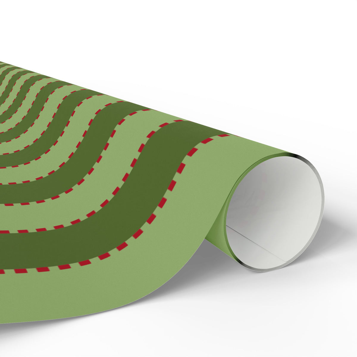Green Stripe Stitch Wrapping Paper — Festive Gift Wrap for Holidays & Everyday