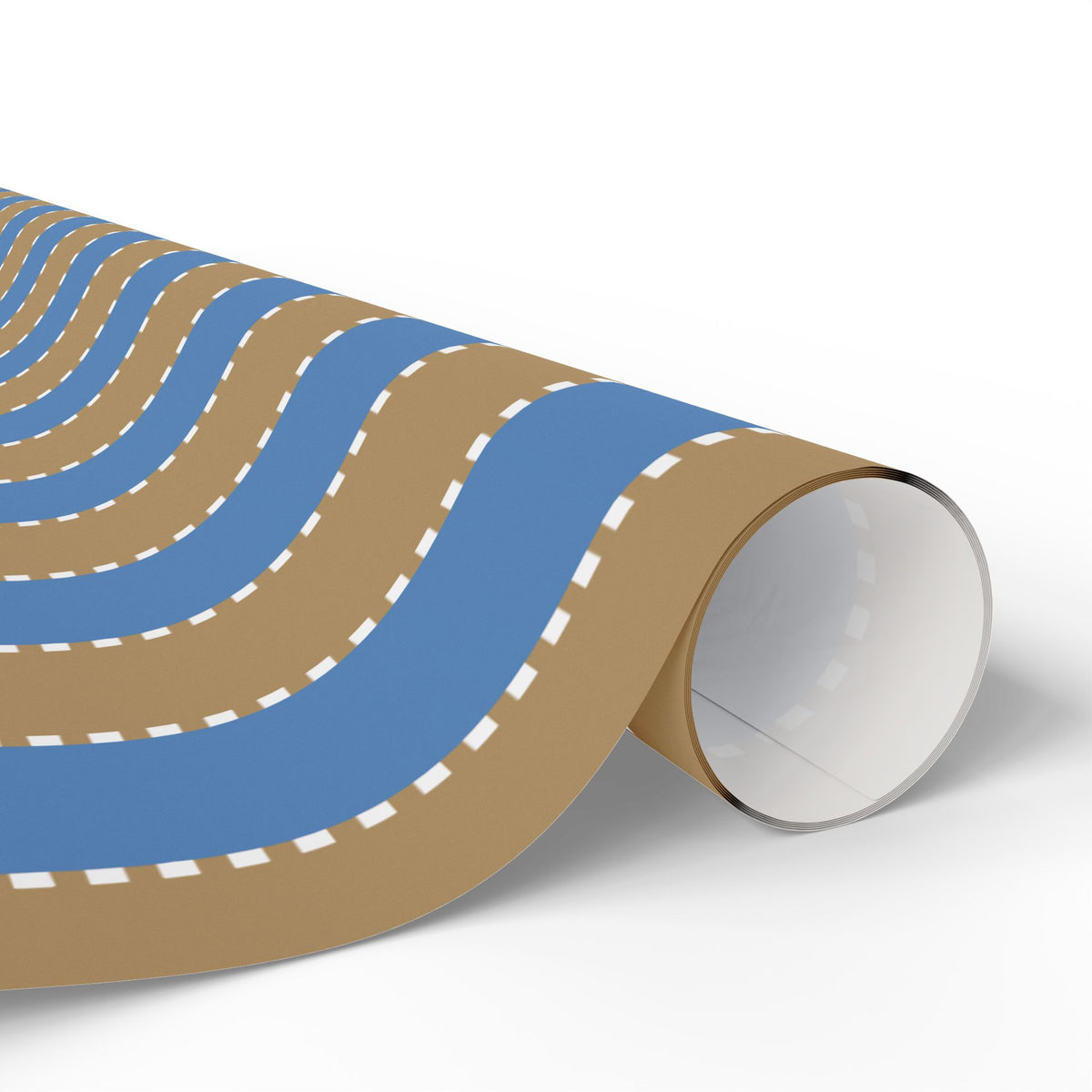 Christmas Stripe Wrapping Paper — BLUE + BROWN + WHITE Stitched Pattern