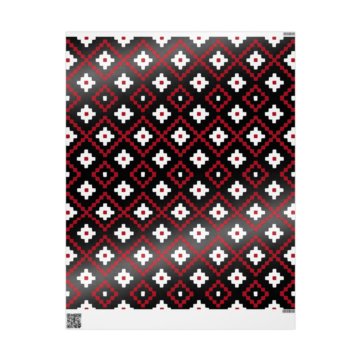 Christmas Stripe Wrapping Paper — BLACK + RED + WHITE Stitched Pattern