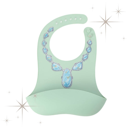 BLUE LARIAT WITH GREEN BIB - PRECIOUS TURQUOISE BIBS