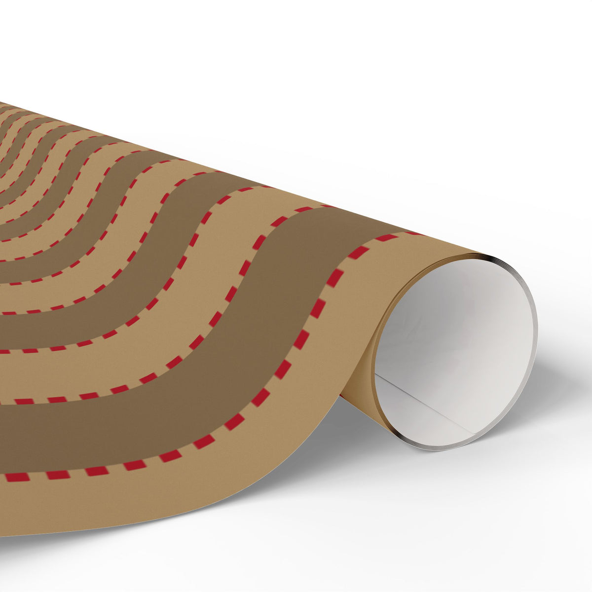 Christmas Stripe Wrapping Paper — TAN + BROWN + RED Stitched Pattern