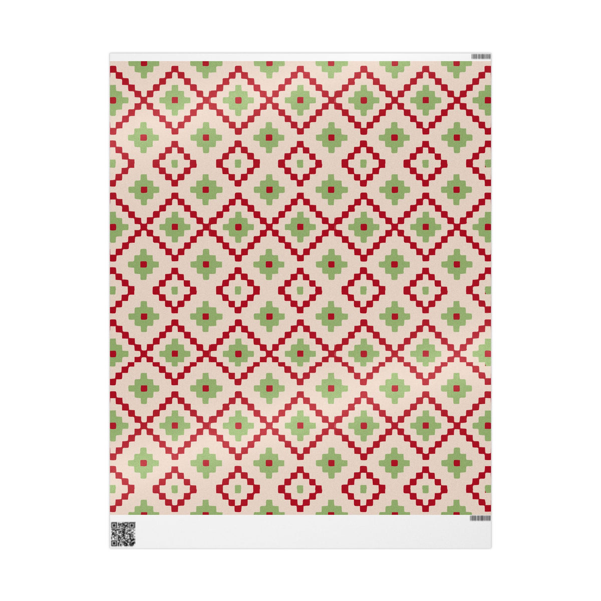 Christmas Stripe Wrapping Paper — LIGHT PINK + RED + GREEN Stitched Pattern