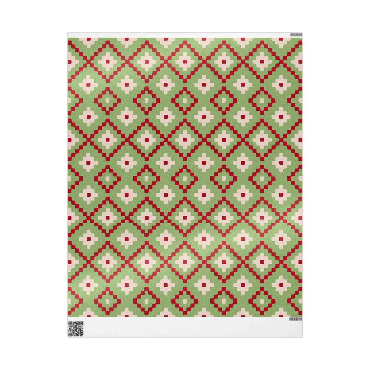 Christmas Stripe Wrapping Paper — GREEN + RED + LIGHT PINK Stitched Pattern