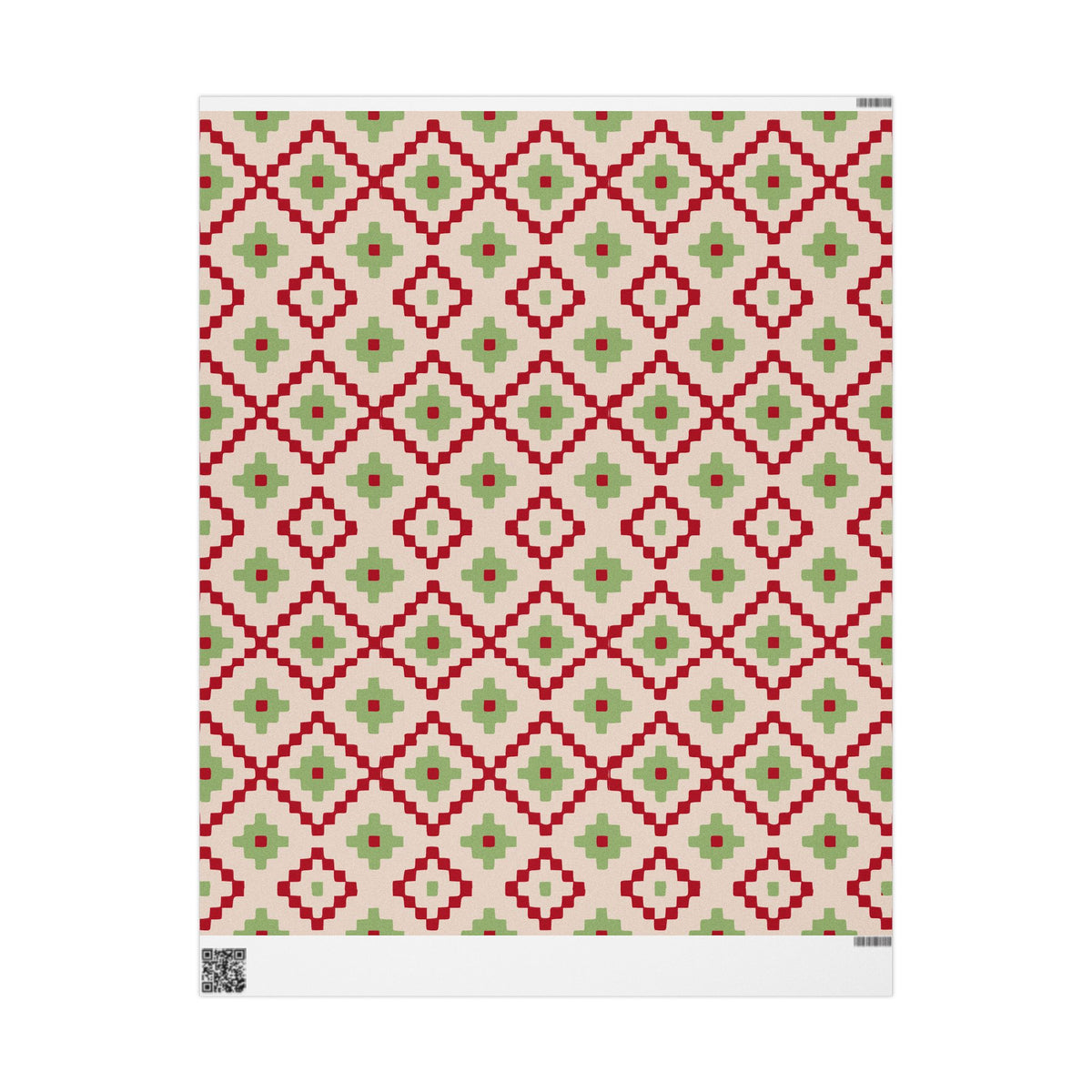 Christmas Stripe Wrapping Paper — LIGHT PINK + RED + GREEN Stitched Pattern