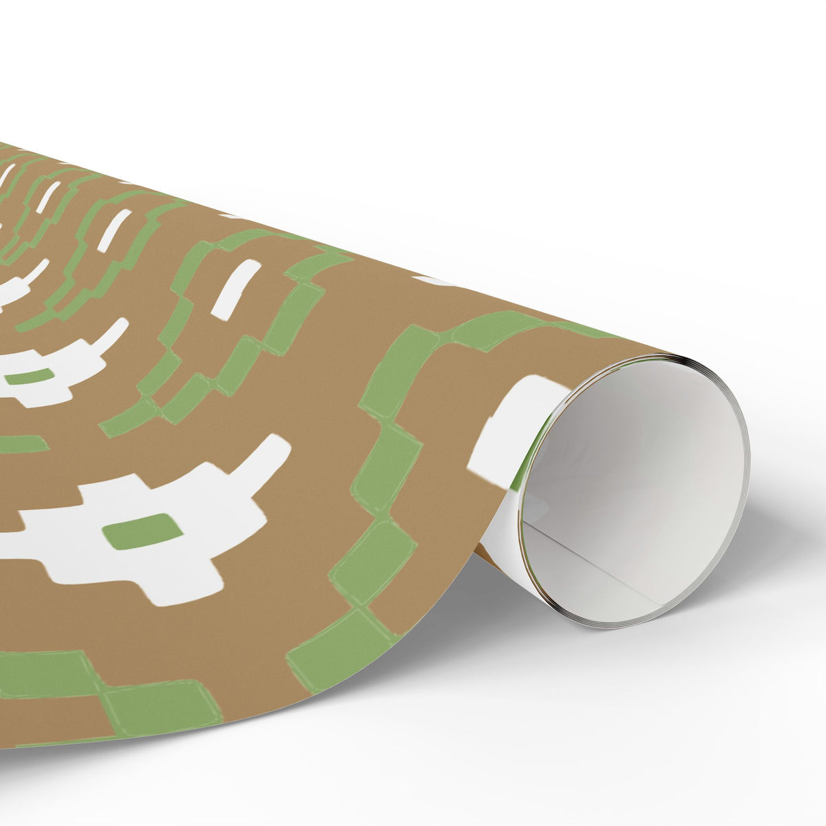 Christmas Stripe Wrapping Paper — TAN + GREEN + WHITE Stitched Pattern