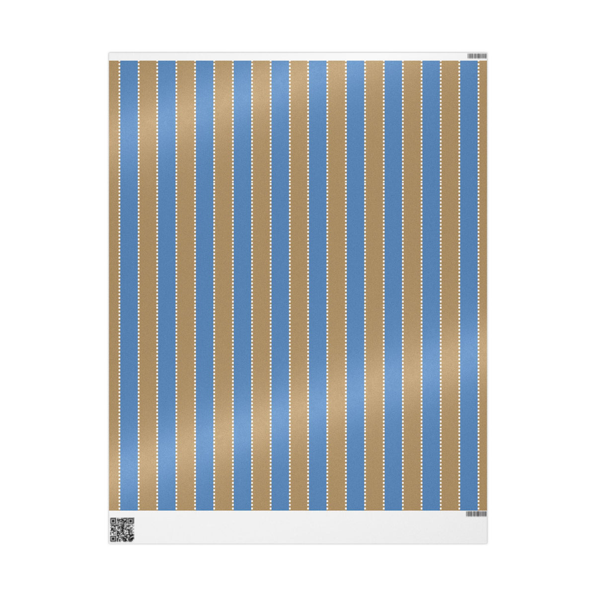 Christmas Stripe Wrapping Paper — BLUE + BROWN + WHITE Stitched Pattern
