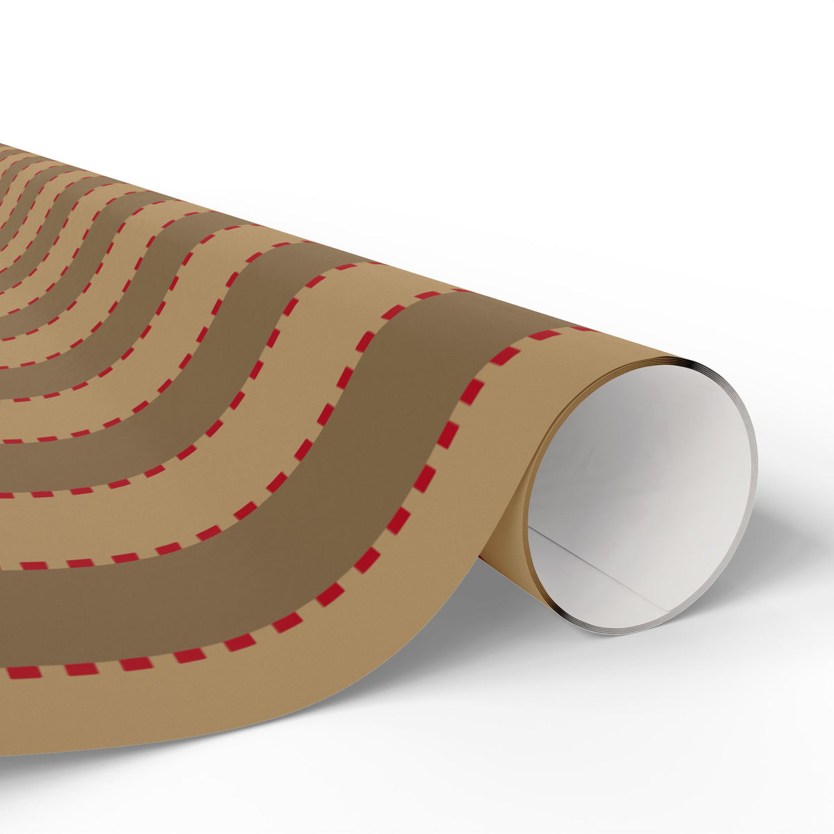Christmas Stripe Wrapping Paper — TAN + BROWN + RED Stitched Pattern